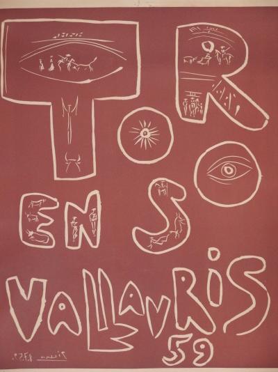 Pablo PICASSO - Toros en Vallauris, 1959, Linogravure originale Signée 2