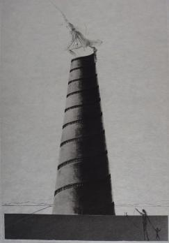 Salvador Dali - Zootrope and Boullée Tower, 1973, original signed engraving 2