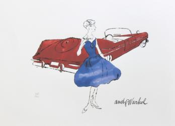 ANDY WARHOL (d’après) - Cadillac Coupé de Ville 1958 with female fashion figure 2