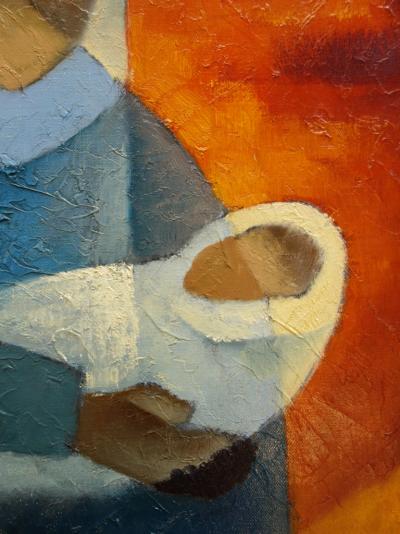 Louis TOFFOLI : Maternité orange, Huile sur toile originale - Signée 2