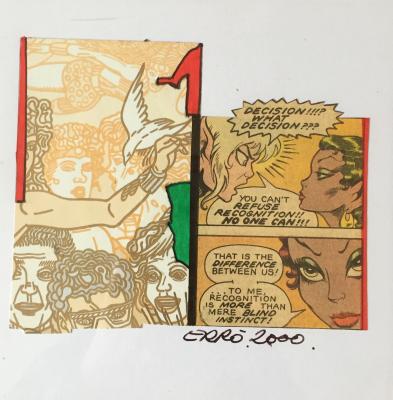 ERRO - Gundmundur : Comics, 2000 - Collage sur papier, signé et daté 2