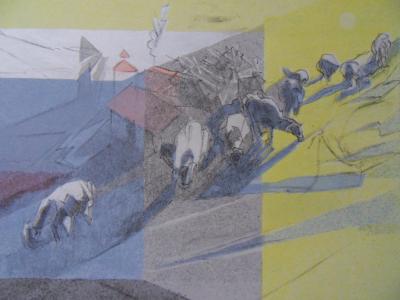 Jacques Villon : Pastorale dans les rayons du soleil, lithographie originale, signée 2