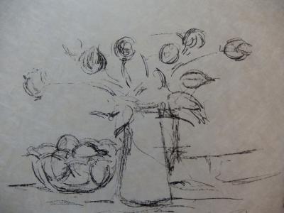 Alberto GIACOMETTI : Bouquet et coupe de fruits, Lithographie originale signée au crayon 2