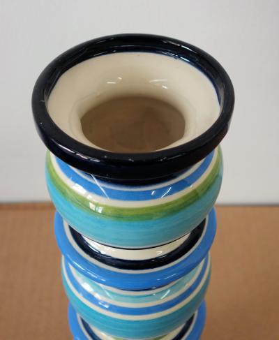 YOUEN : Vase bobine multicolore - Céramique originale signée (Quimper) 2