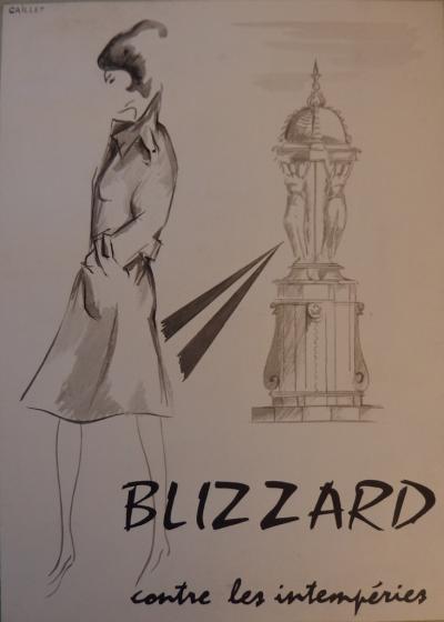 Jean-Luc GAILLET : Blizzard contre les intempéries, vers 1960 - Aquarelle originale signée 2