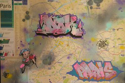 DokOne - Betty Boop - Graffiti sur plan de métro 2