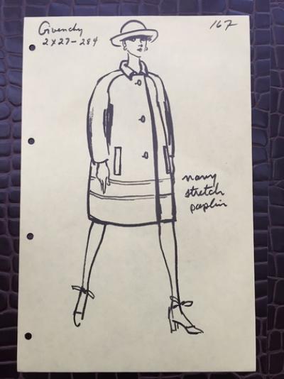 Hubert De Givenchy - Croquis Givenchy, Navy stretch poplin, vers 1962 2