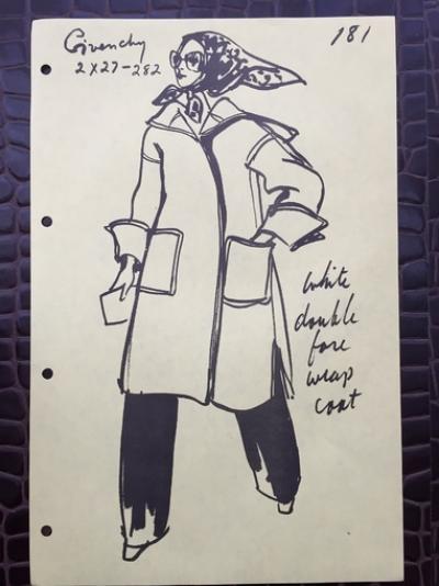 Hubert De Givenchy - Croquis Givenchy .Navy stretch poplinCroquis Givenchy . White coat 2