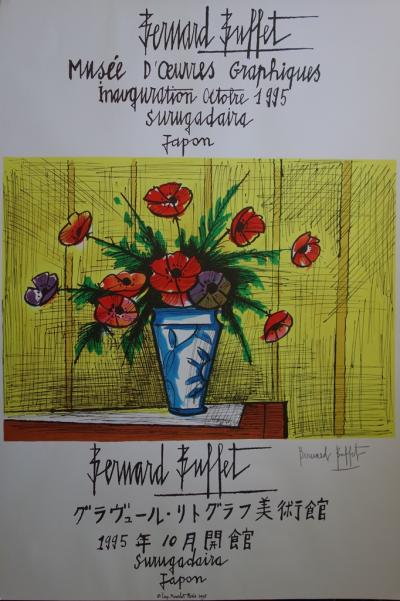 Bernard Buffet Bouquet de Pavots (1995) Lithographie originale - Signée au crayon 2