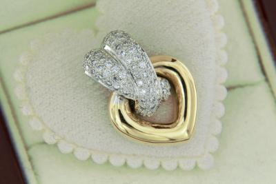 Pendentif  cœur  et croisillon en or bicolore et diamants 2