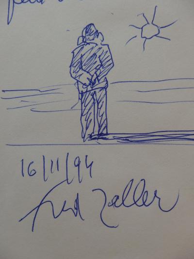 Fred ZELLER : Soleil levant - Dessin original au stylo bille Signé 2