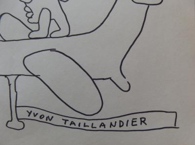 Yvon TAILLANDIER : Capitipède en avion - Dessin original au feutre Signé 2
