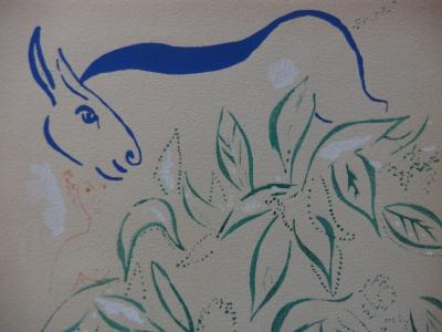 Marc CHAGALL (d’après) - Couple avec un âne, Lithographie signée 2