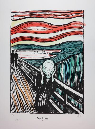 EDVARD MUNCH - LE CRI 1895  - LITHOGRAPHIE COULEUR SIGNEE & NUMEROTEE 2