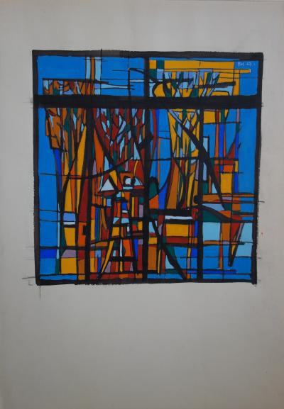 Bernard HERZOG : Abstraction chaude, Gouache originale signée (c. 1967) 2