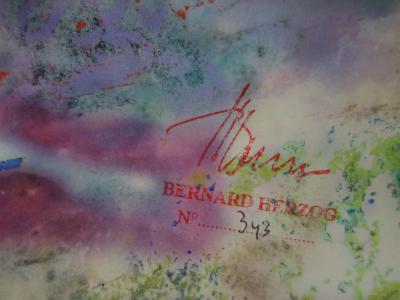 Bernard HERZOG : Dialogue avec l’Ange, Aquarelle et Gouache originale signée (c. 1970) 2