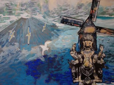 Bernard HERZOG : Tibet : Moulin à Prières, Gouache originale signée (c. 1970) 2