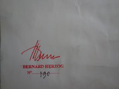 Bernard HERZOG : Tibet : Moulin à Prières, Gouache originale signée (c. 1970) 2