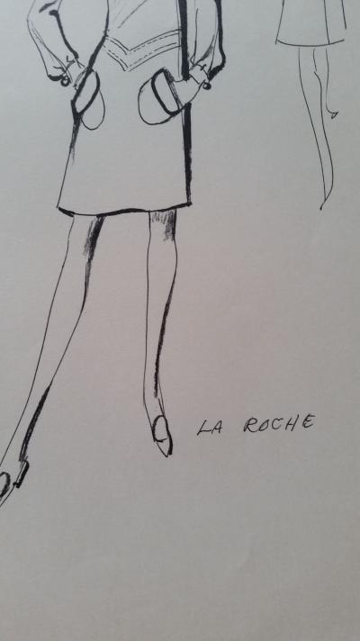Guy Laroche - Croquis robe - Eggshell wool fur hat & scarf of matching color 2