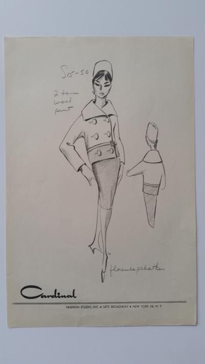 Florence Schatken - Croquis tailleur jupe - 2 tone wool suit 2