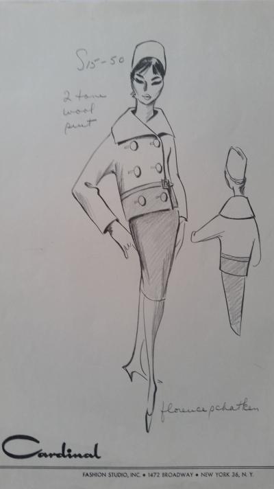 Florence Schatken - Croquis tailleur jupe - 2 tone wool suit 2