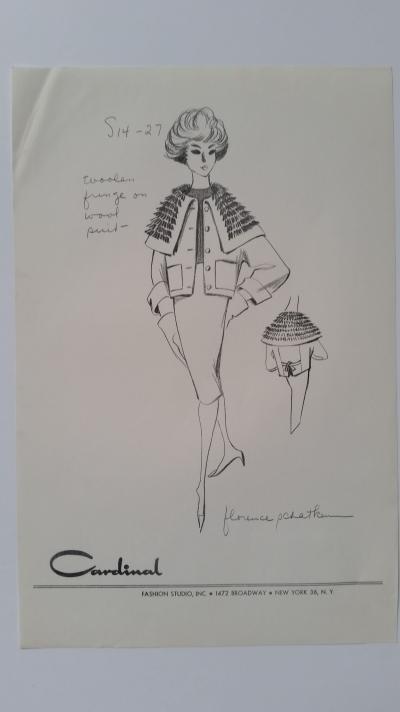 Florence Schatken - Croquis tailleur jupe -Woolen fringe on wool suit 2