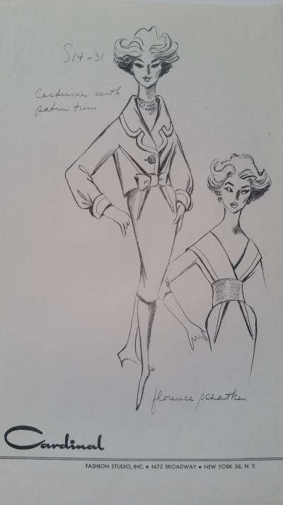 Florence Schatken - Croquis ensemble robe et veste - Costume with satin trim 2
