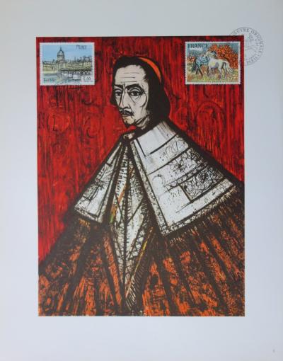 Bernard Buffet : Le Cardinal de Richelieu, Illustration ornée du timbre et du cachet signature (1978) 2