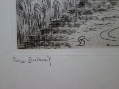 Pierre DUBREUIL : Baigneuse dans un hamac - Gravure originale signée 2