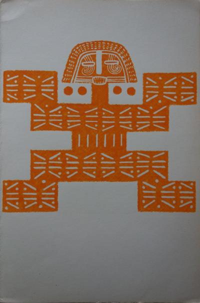 Culture Quimbaya - Lithographie à motif Précolombien : 