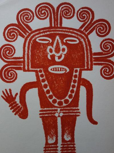 Culture Quimbaya - Lithographie à motif Précolombien : 