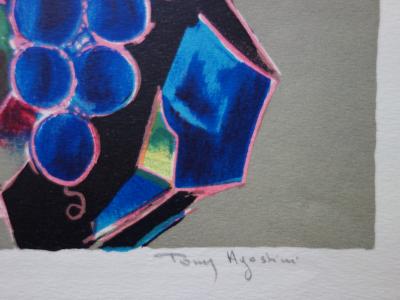 Tony AGOSTINI : Verre et fruits - Lithographie originale Signée 2