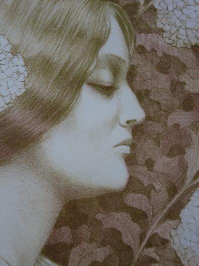 Paul Berthon - Femme aux fleurs, Lithographie originale (1896-1900) 2
