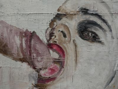 Philippe Pasqua : Scène érotique - Acrylique sur toile - Signée 2