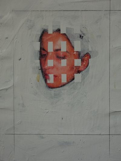 Philippe Pasqua : Portrait de femme aux pixels - Acrylique sur toile - Signée 2