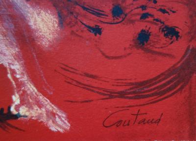 Lucien COUTAUD : Personnage surréaliste au poisson - Lithographie originale Signée 2