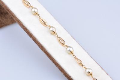 Bracelet en or jaune 18 ct 5 perles de culture 2