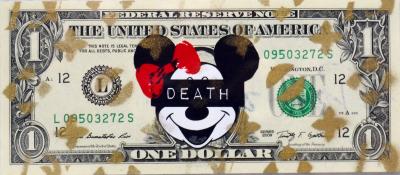 Death NYC - Mouse Death (1 $ Banknote), daté 2013 et signé au dos - Oeuvre unique 2