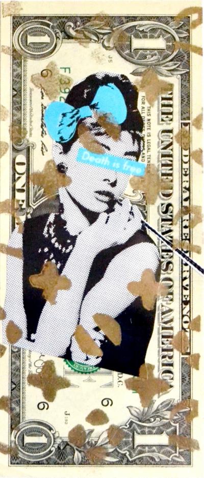 Death NYC (USA 1979) - Audrey Blue (1 $ Banknote), daté 2013 et signé au dos - Oeuvre unique 2