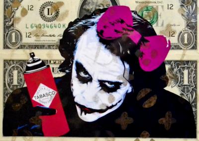 Collector - Death NYC (USA 1979) - Joker Pepper Spray (2 $ Banknote), daté 2013 et signé au dos - Oeuvre unique 2