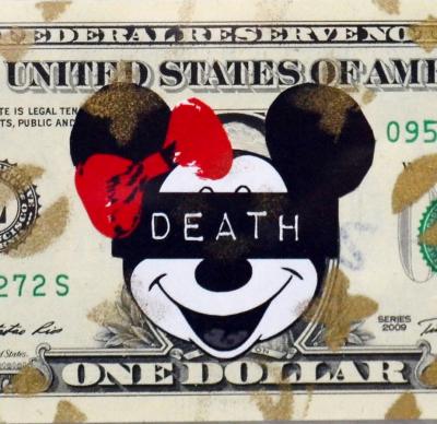 Death NYC - Mouse Death (1 $ Banknote), daté 2013 et signé au dos - Oeuvre unique 2