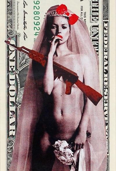 Death NYC (USA 1979) - Kate Moss AK (1 $ Banknote), daté 2013 et signé au dos - Oeuvre unique 2