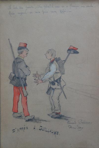 Edmond PELLISSON : Caricature militaire d’après A. Guillaume - Dessin original signé 2