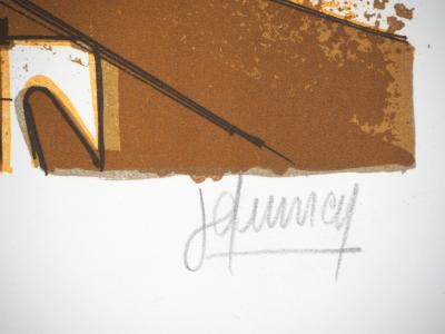 Jones QUINCEY  - Marine : Bateaux enchevêtrés, Lithographie originale signée 2