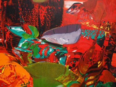 Gérard Le Nabault : Jardin rouge - Lithographie originale signée 2