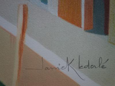 Janick LEDERLE : Gondoles à Venise - Lithographie originale signée 2