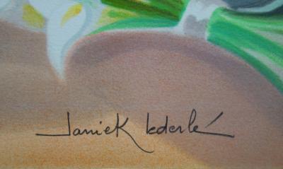 Janick LEDERLE : Marché coloré - Lithographie originale signée 2