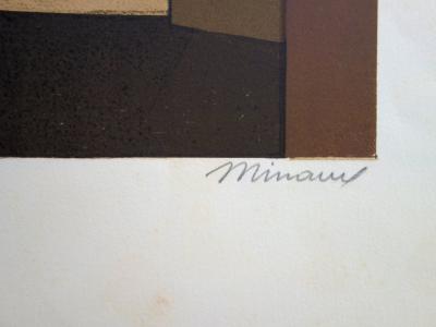 André MINAUX : Jeune fille au vestiaire - Lithographie originale signée 2
