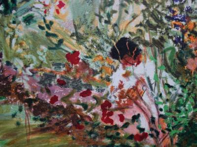 Yvonne CHEFFER DELOUIS : Le Jardin au printemps - Lithographie originale signée 2