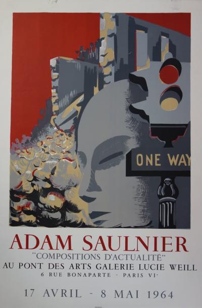 Adam SAULNIER : Vue de New-York - Lithographie originale - Mourlot 1964 2